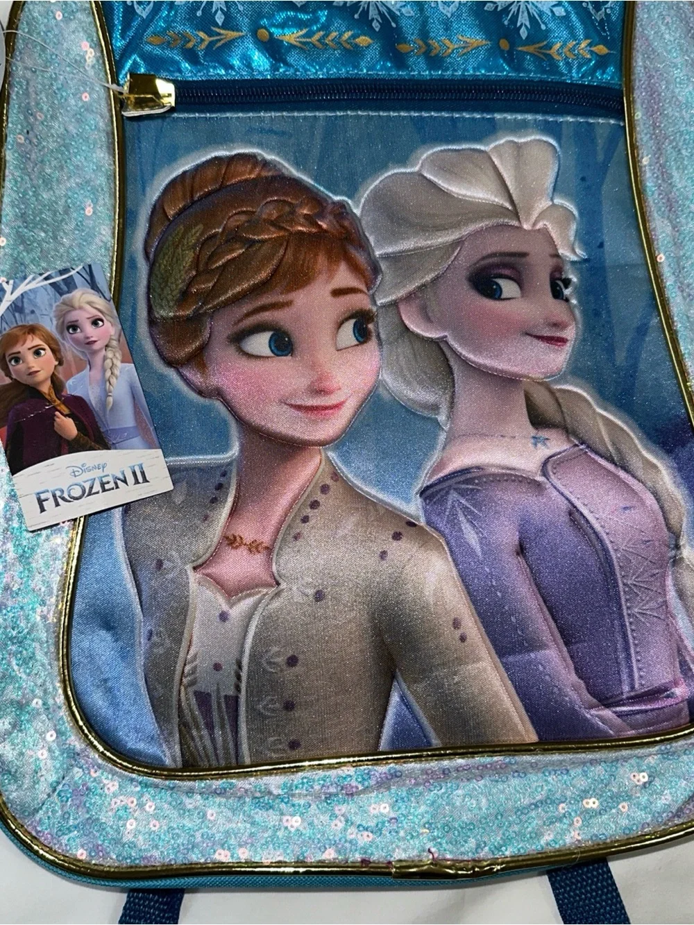 Disney Frozen Anna & Elsa Sequin Accent Backpack - Teal LAST ONE.